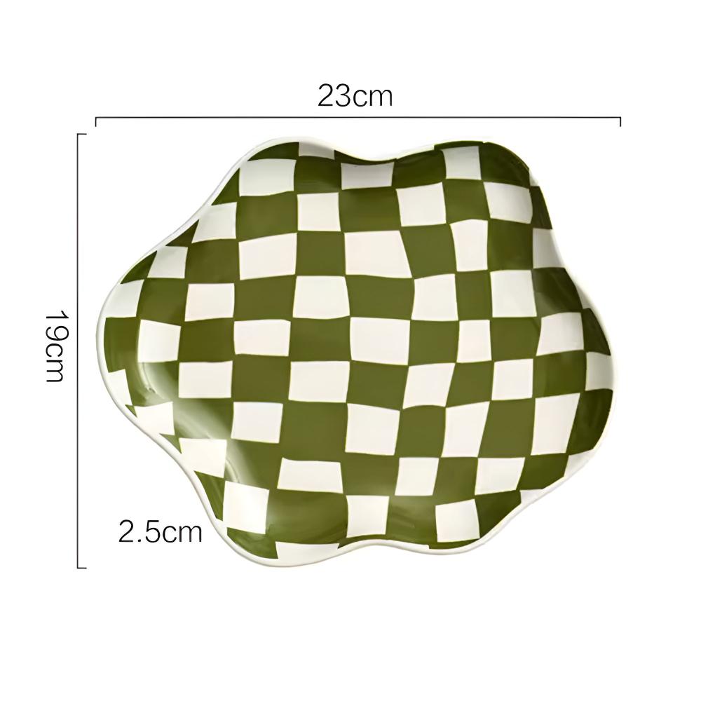 CheckeredCharm | Classic Checkered Ceramic Plate