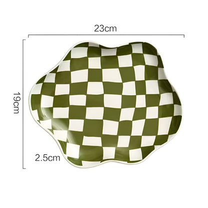 CheckeredCharm | Classic Checkered Ceramic Plate