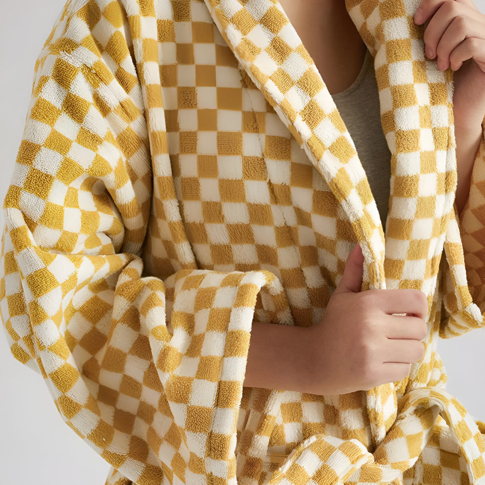 Cloud Weave | Checkerboard Pattern Bathrobe