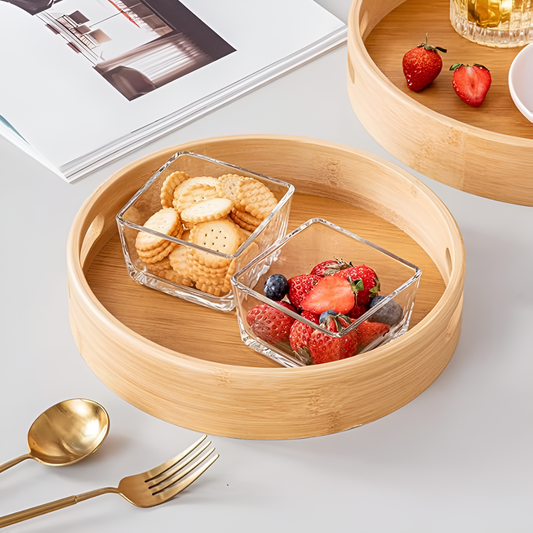 EcoServe | Bamboo Wood Round Serving Tray