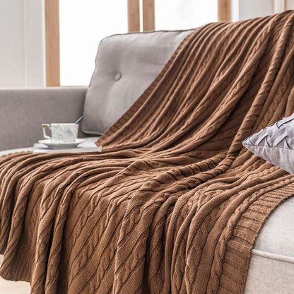 CozyWeave | Braid Knitted Cotton Throw Blanket