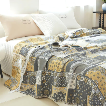 CozyWeave | Mosaic Pattern Cotton Gauze Blanket