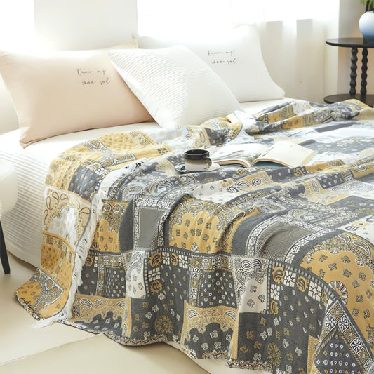 CozyWeave | Mosaic Pattern Cotton Gauze Blanket