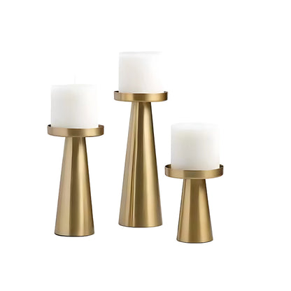 BrassGlow | Elegant Brass Candle Holders Set of 3