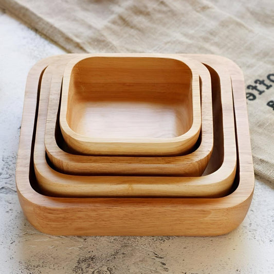 EcoServe | Natural Wood Square Bowl