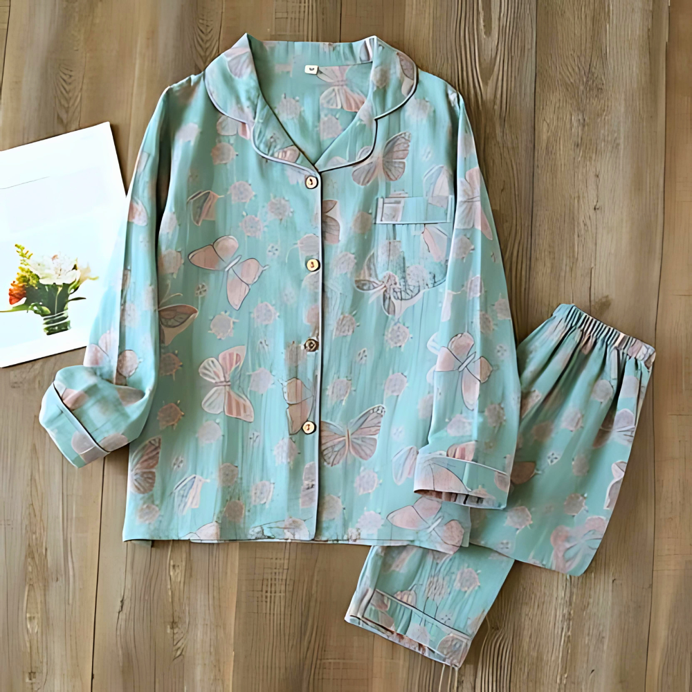 ButterflyDreams | 2-Piece Cotton Loungewear Set with Butterfly Print