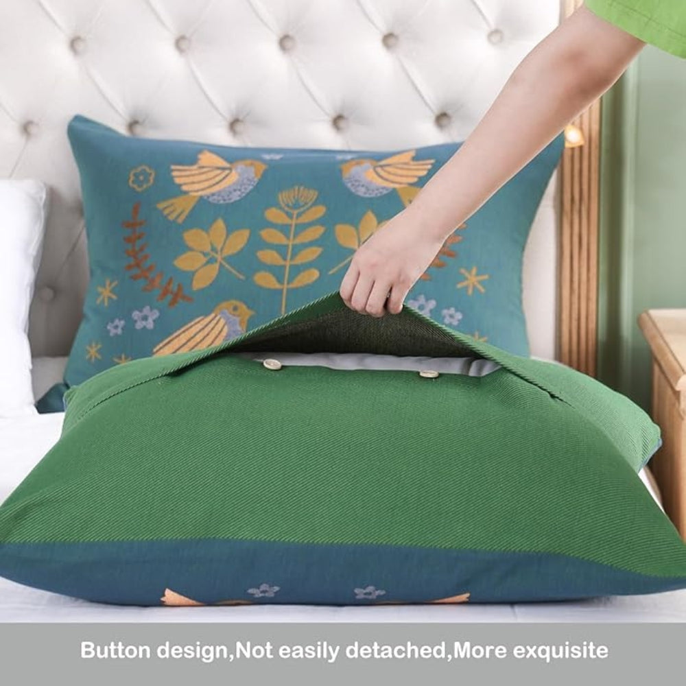 BohoNest | Boho Flower Bird Cotton Gauze Pillowcases Set (2pcs)
