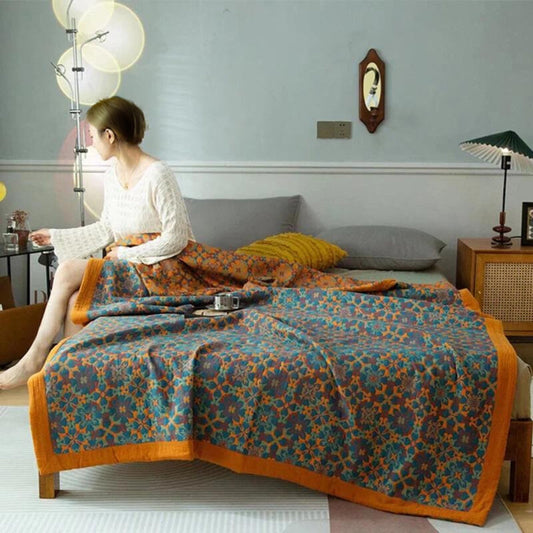CitrusCozy | Six Layer Cotton Blanket Citrus Sunrise