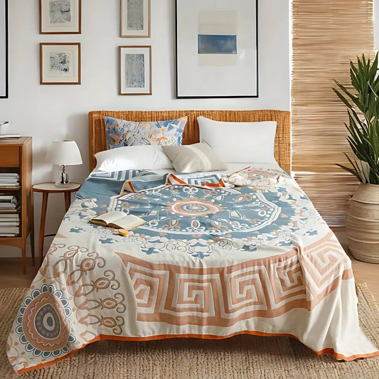 CozyWeave | Breathable Cotton Geometric Design Blanket