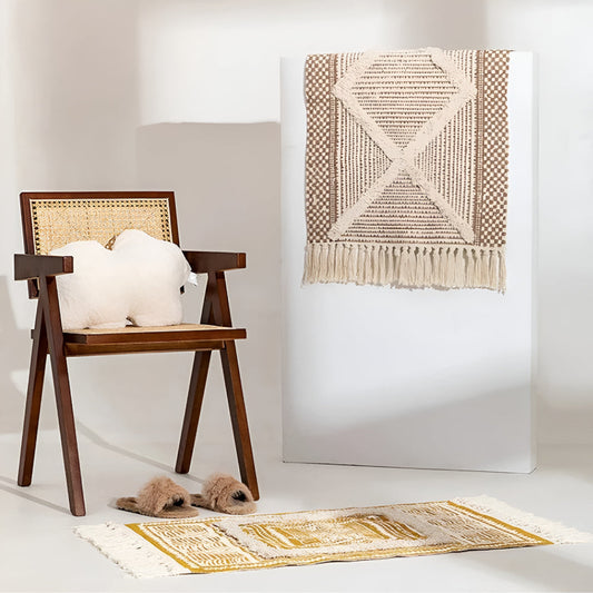 CozyHome | Beige Textured Fringe Tassel Rug