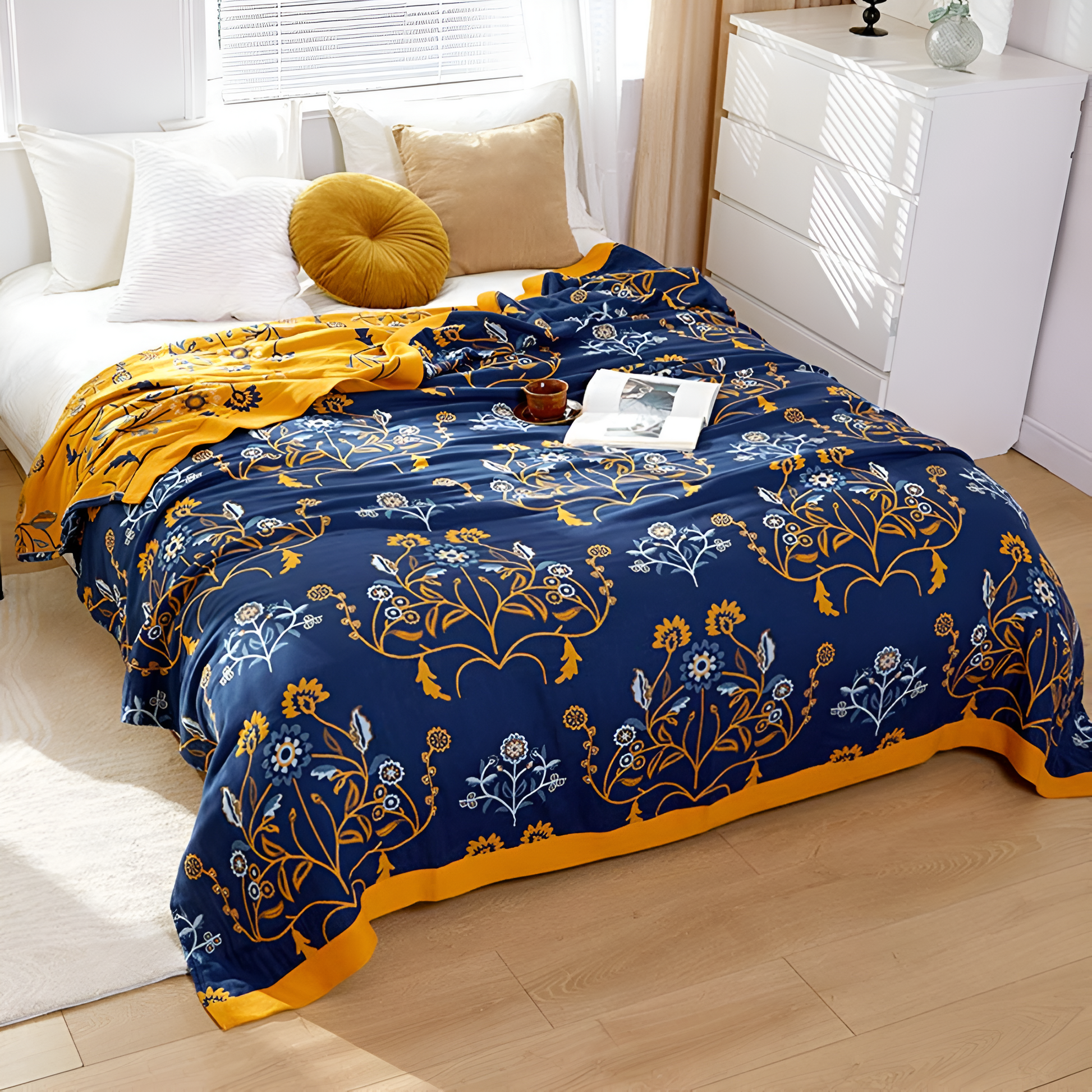 DianthusDream | Reversible Floral Blanket