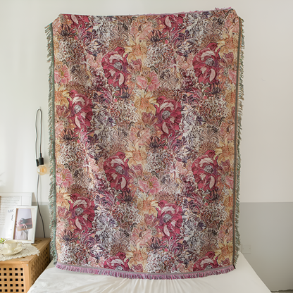 CozyBloom | Vintage Floral Tassel Throw Blanket