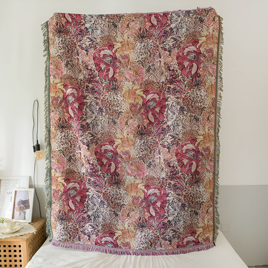 CozyBloom | Vintage Floral Tassel Throw Blanket