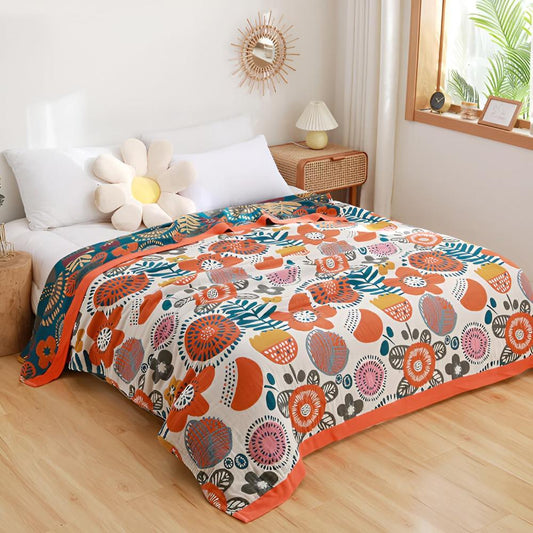 BohoCozy | Boho Cartoon Flower Throw Blanket