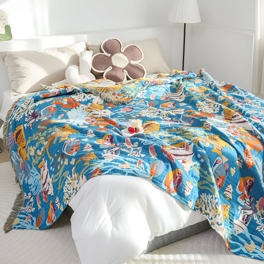 CoralDream | Underwater Coral Pattern Cotton Blanket