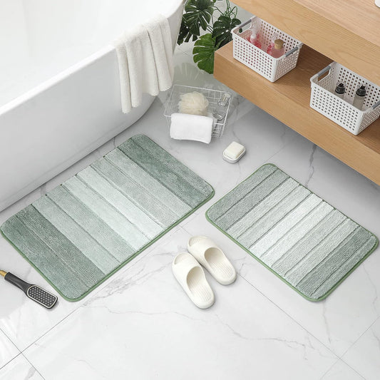 2-Piece Serene Sage Bath Mat Set - Non-Slip Bathroom Rugs