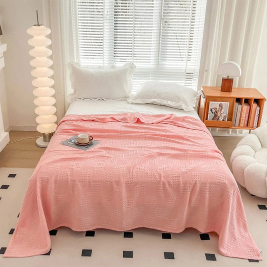 CozyHome | Blush Waffle Checkered Throw Blanket