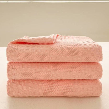 CozyHome | Blush Waffle Checkered Throw Blanket