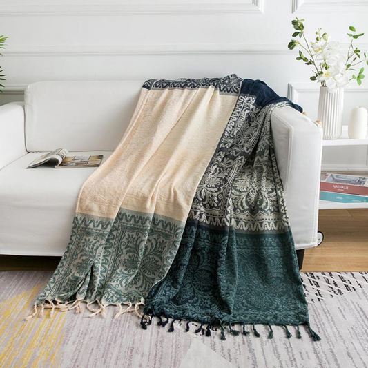 BohoCozy | Floral Tassel Knit Bohemian Blanket