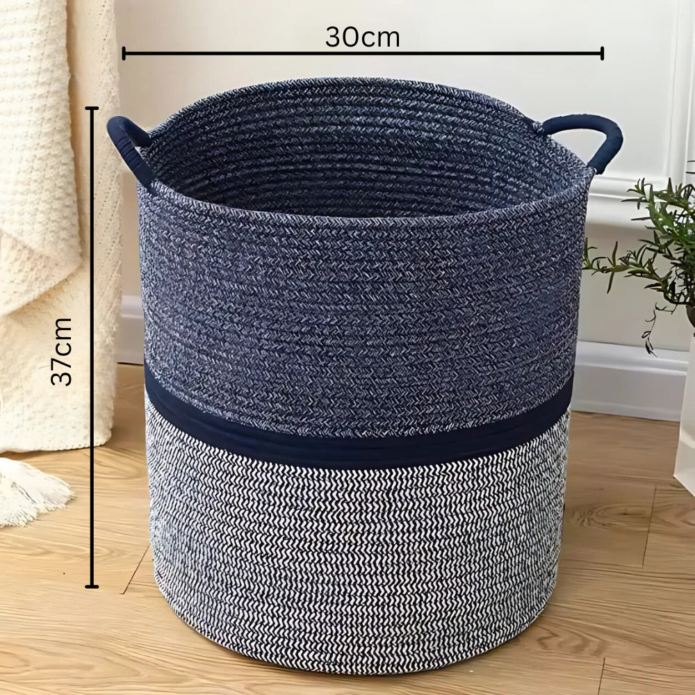 BlueNest | Blue Cotton Rope Laundry Basket