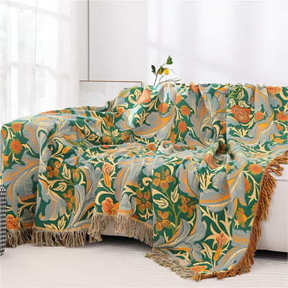 BlossomWeave | Vintage Floral Tapestry Throw Blanket