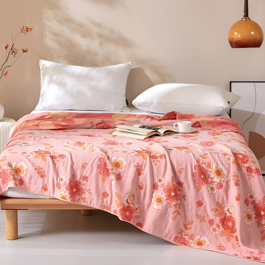 BlushNest | Cotton Gauze Floral Blanket