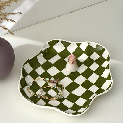 CheckeredCharm | Classic Checkered Ceramic Plate