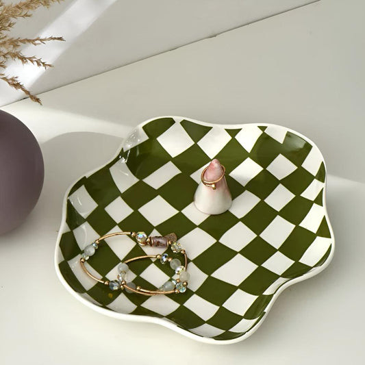 CheckeredCharm | Classic Checkered Ceramic Plate