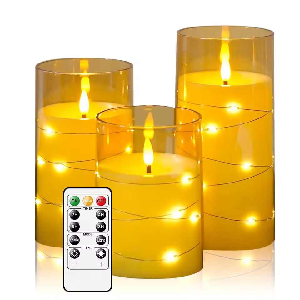 3Pcs Flameless LED Candle Lights | Romantic Acrylic String Candles