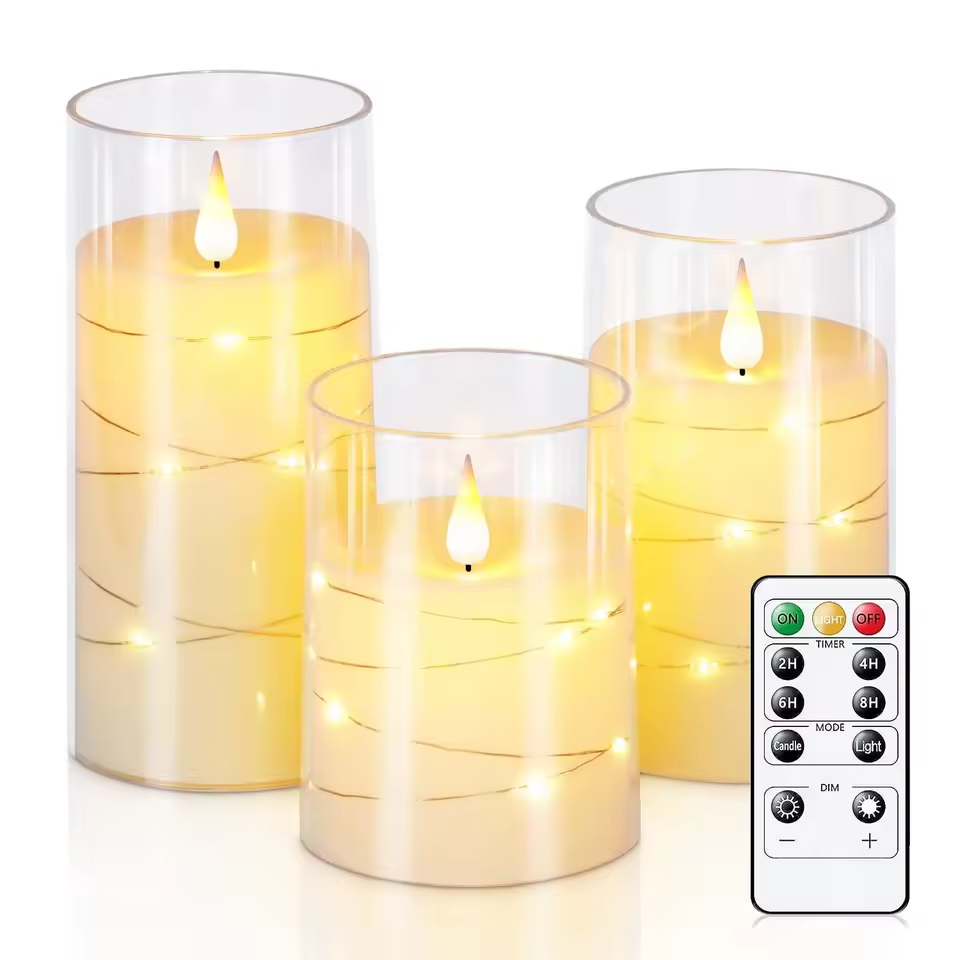 3Pcs Flameless LED Candle Lights | Romantic Acrylic String Candles
