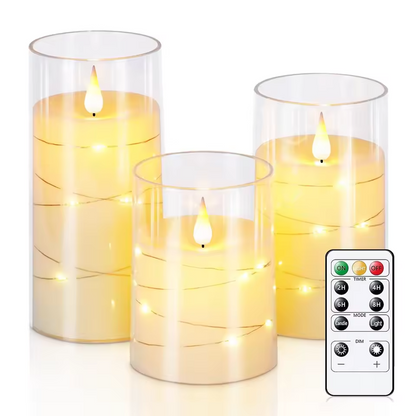 3Pcs Flameless LED Candle Lights | Romantic Acrylic String Candles