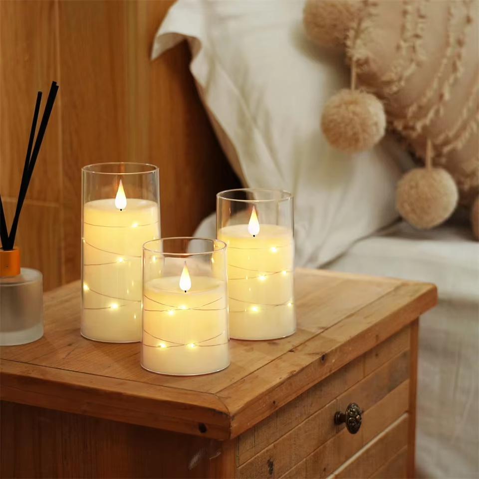 3Pcs Flameless LED Candle Lights | Romantic Acrylic String Candles