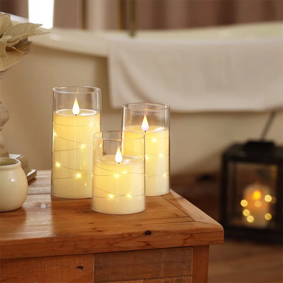 3Pcs Flameless LED Candle Lights | Romantic Acrylic String Candles