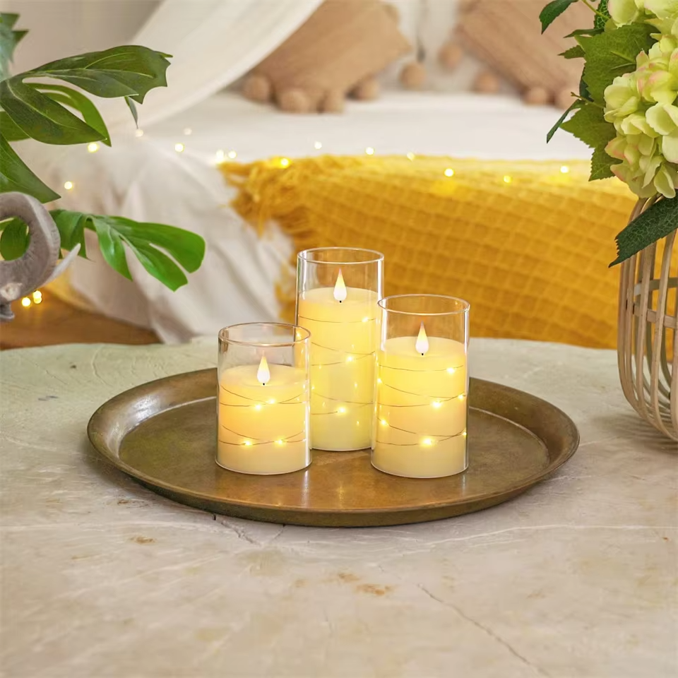 3Pcs Flameless LED Candle Lights | Romantic Acrylic String Candles