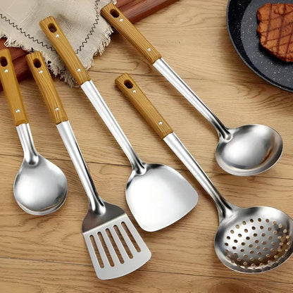 WoodGrip | Steel Kitchen Utensil Set 5-Piece