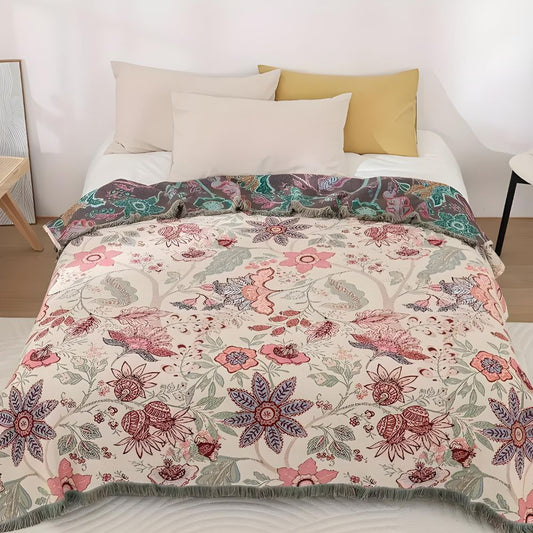 BlossomWeave | Flora Tassel Throw Blanket