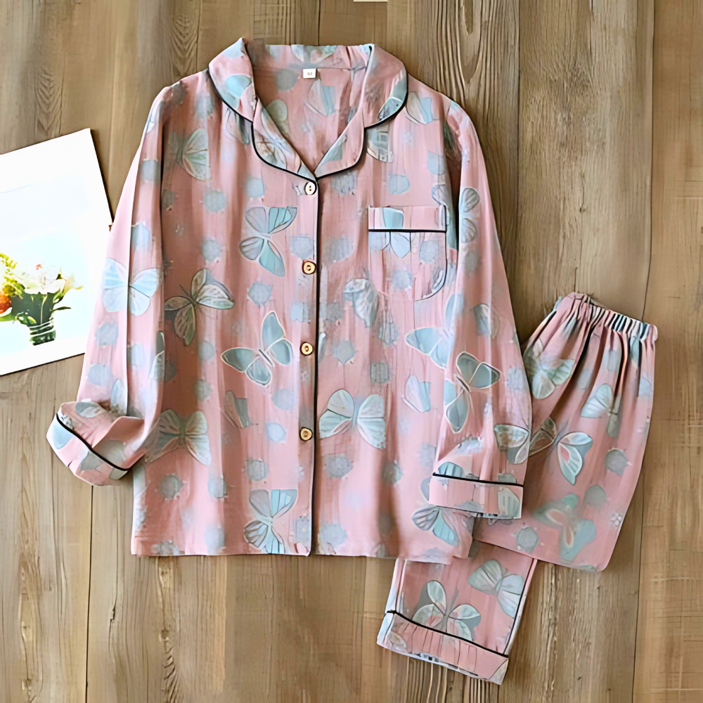 ButterflyDreams | 2-Piece Cotton Loungewear Set with Butterfly Print