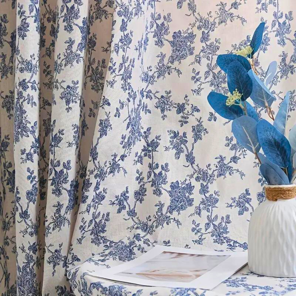 BlueBloom | Blue Rose Floral Home Curtain Drapes