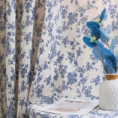 BlueBloom | Blue Rose Floral Home Curtain Drapes