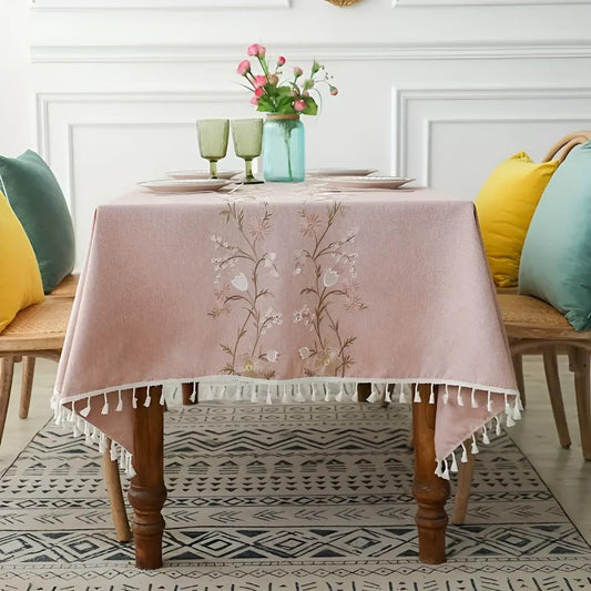 BlossomWeave | Elegant Floral Tablecloth For Dining Table