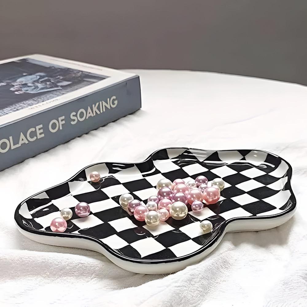 CheckeredCharm | Classic Checkered Ceramic Plate