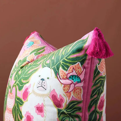 BlushPaws | Blush Pink Dog Tassel Cushion Cover