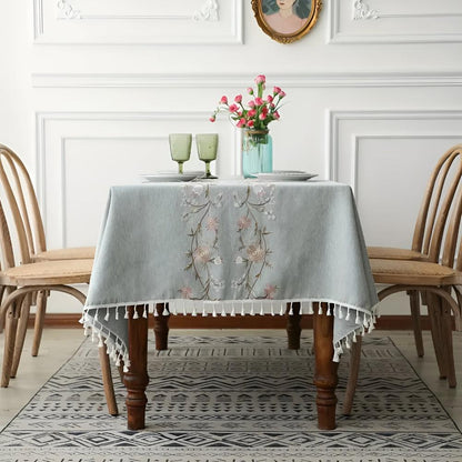 BlossomWeave | Elegant Floral Tablecloth For Dining Table