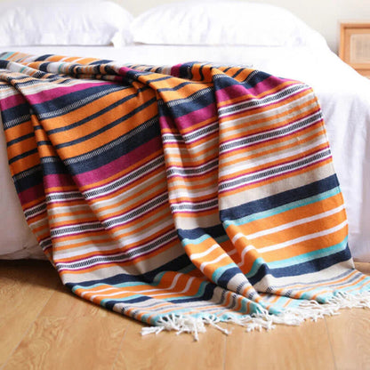 CozyHome | Rainbow Striped Tassel Throw Blanket