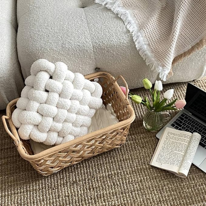 CozyNest | Plush Woven Knot Boucle Cushion