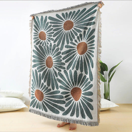 CozyHome | Floral Daisy Woven Throw Blanket