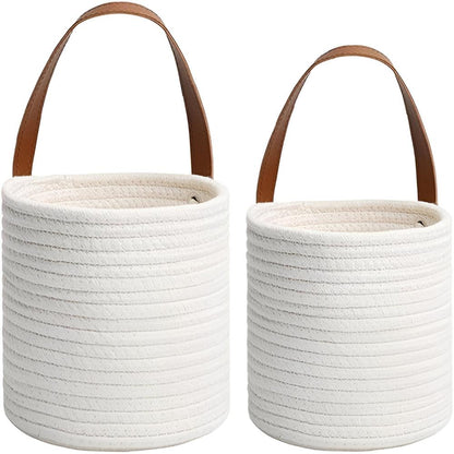 CozyNest | Woven Cotton Rope Hanging Basket 2pc Set