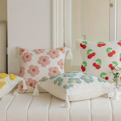 BohoNest | Tassel-Trimmed Floral Cushions