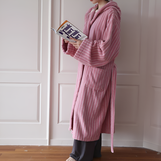 CozyWear | Deluxe Striped Cotton Bathrobe