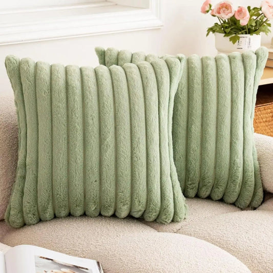 CozyNest | Green Fluffy Cushion Cover